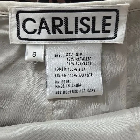 Vintage Carlisle Silk Jaquard Skirt 6 Gold Metallic Color Glam Lux Quiet Money - Picture 3 of 12